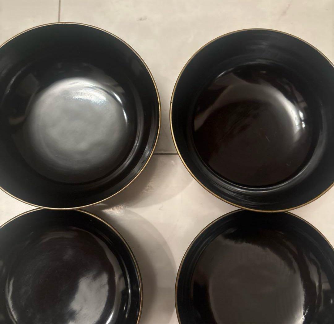 芸術的なお花、蝶々とふんだんに使われた金彩が美しい豪華絢爛な木製輪島漆塗お椀2客