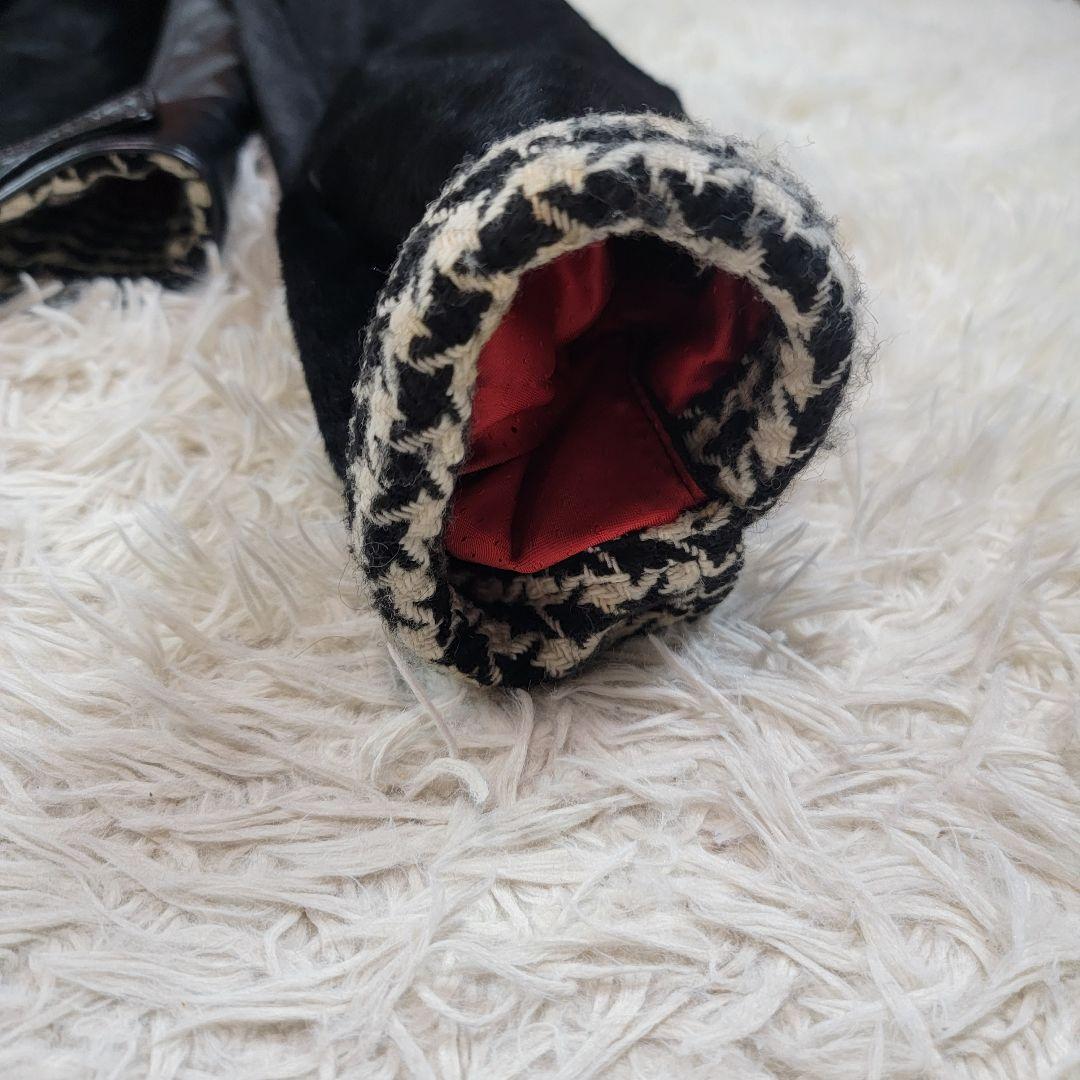 美品 DOLCE&GABBANA シングルライダース ハラコ 千鳥格子 ロゴ総柄