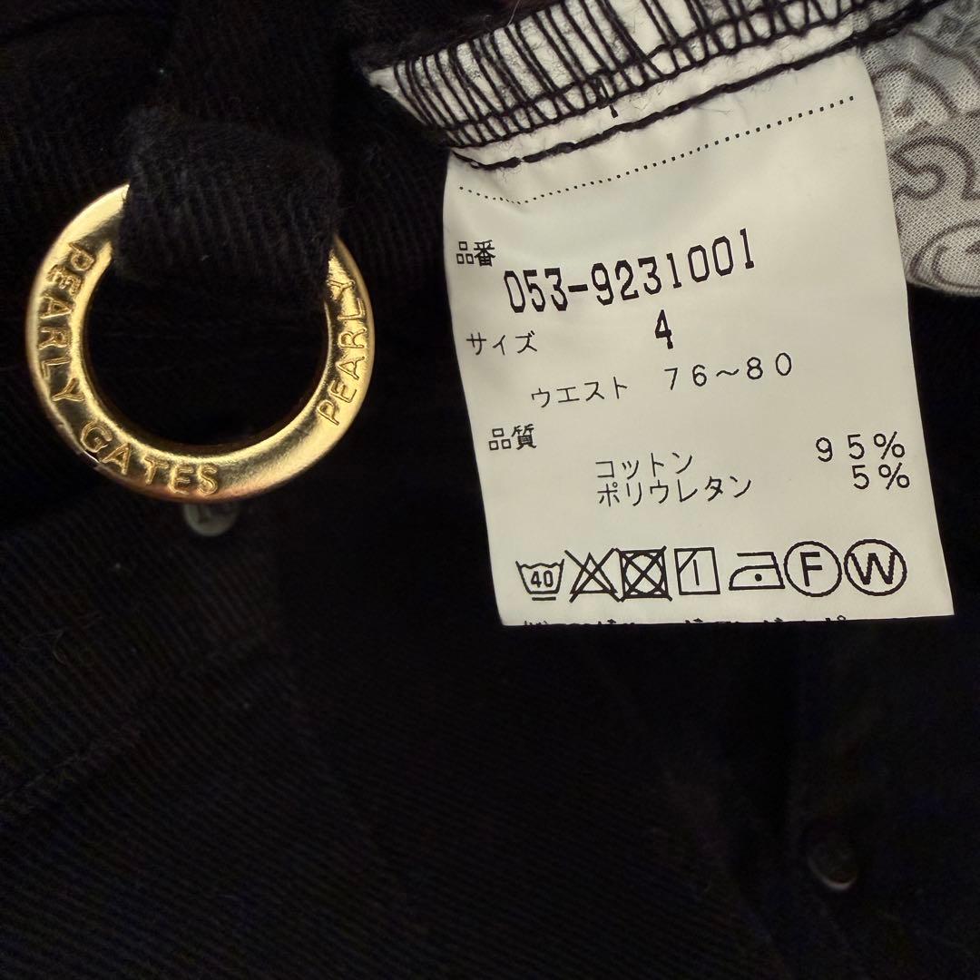 美品　パーリーゲイツ　パンツ　黒　ブラック　M〜L相当　コットン素材　4 ゴルフ