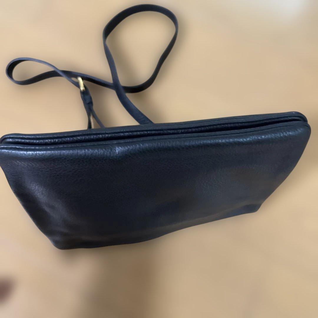 美品　PRADA 1BH046 レザージョルダーバックダブルポシェットブラック