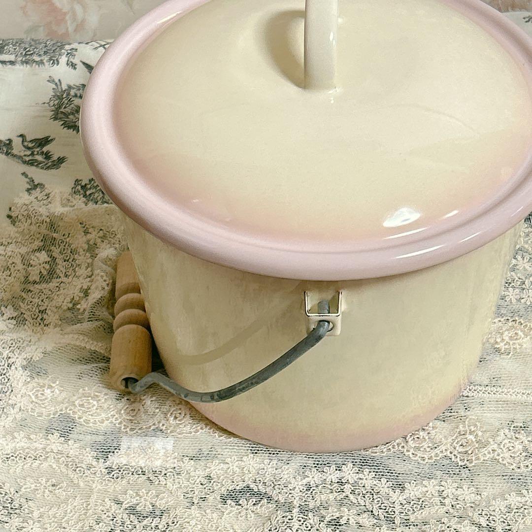 イマン ダイアナローズ蓋付ミニバケツ imane ホーロー薔薇雑貨ローズ マニー