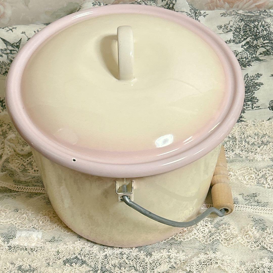 イマン ダイアナローズ蓋付ミニバケツ imane ホーロー薔薇雑貨ローズ マニー