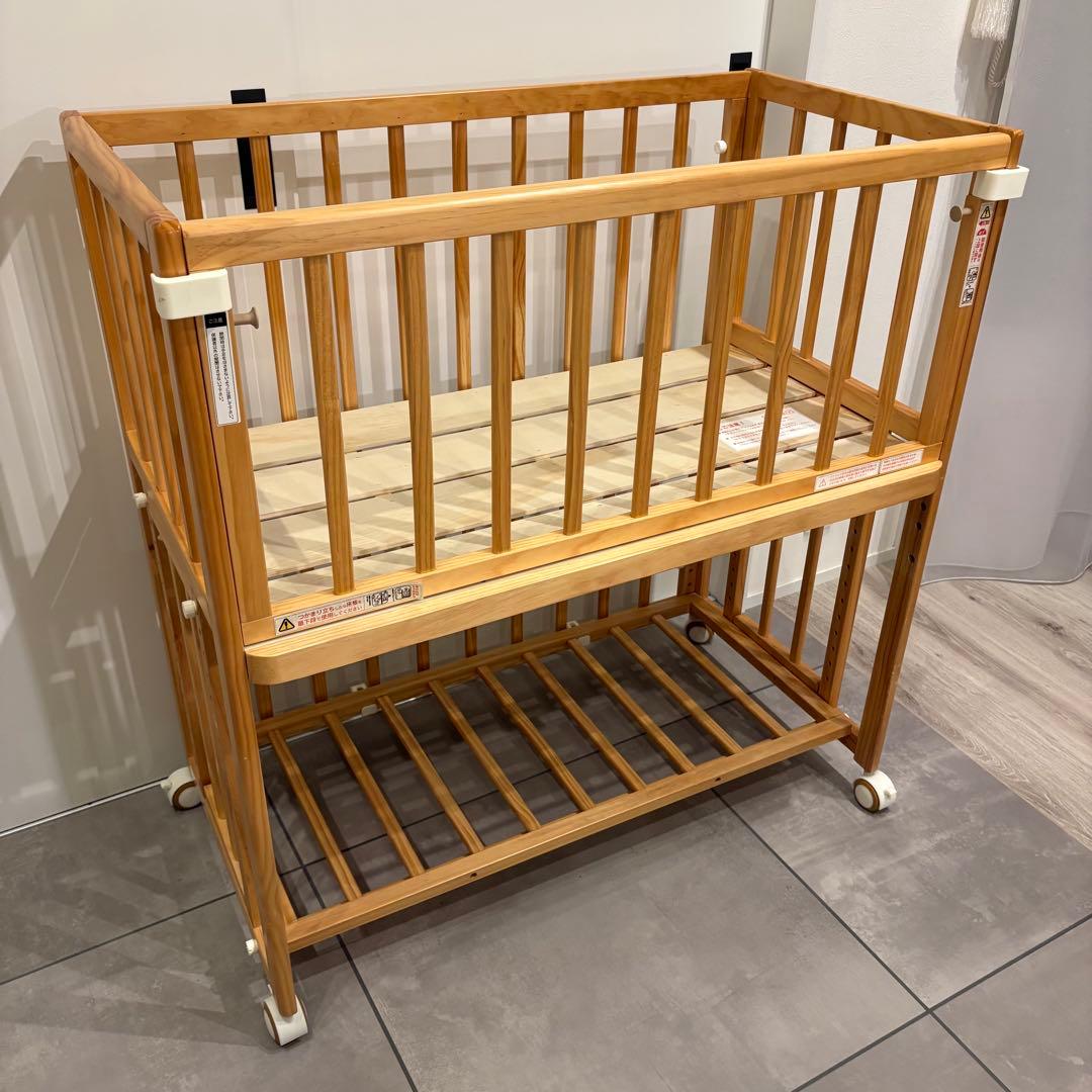 【美品】大和屋 そいねーる＋ムーブ ベビーベッド ナチュラル　マットレス