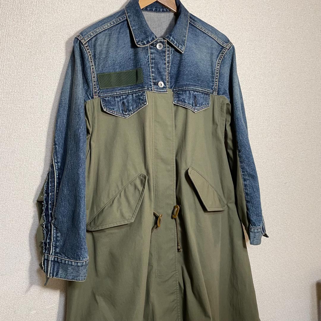 sacai サカイ　デニム　ドッキング　モッズコート　ニットMA1