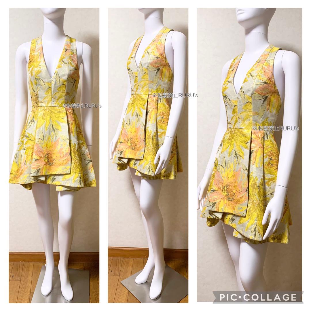 新品alice+olivia フローラルジャカード×ボックスプリーツ ワンピース