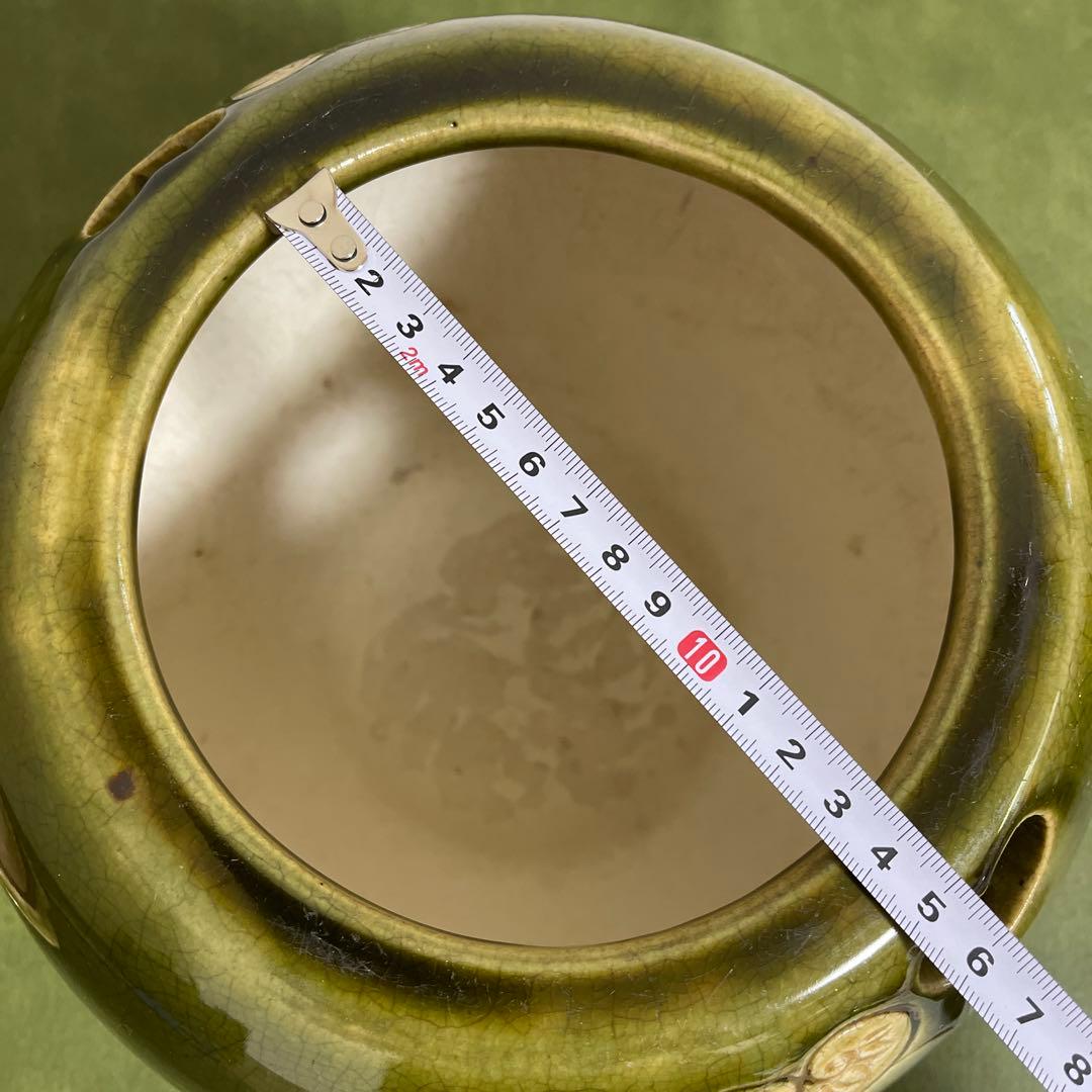 火鉢 織部　蓋付き　香炉　蚊取り線香入れ 花器 炭 灰 陶器 透かし インテリア