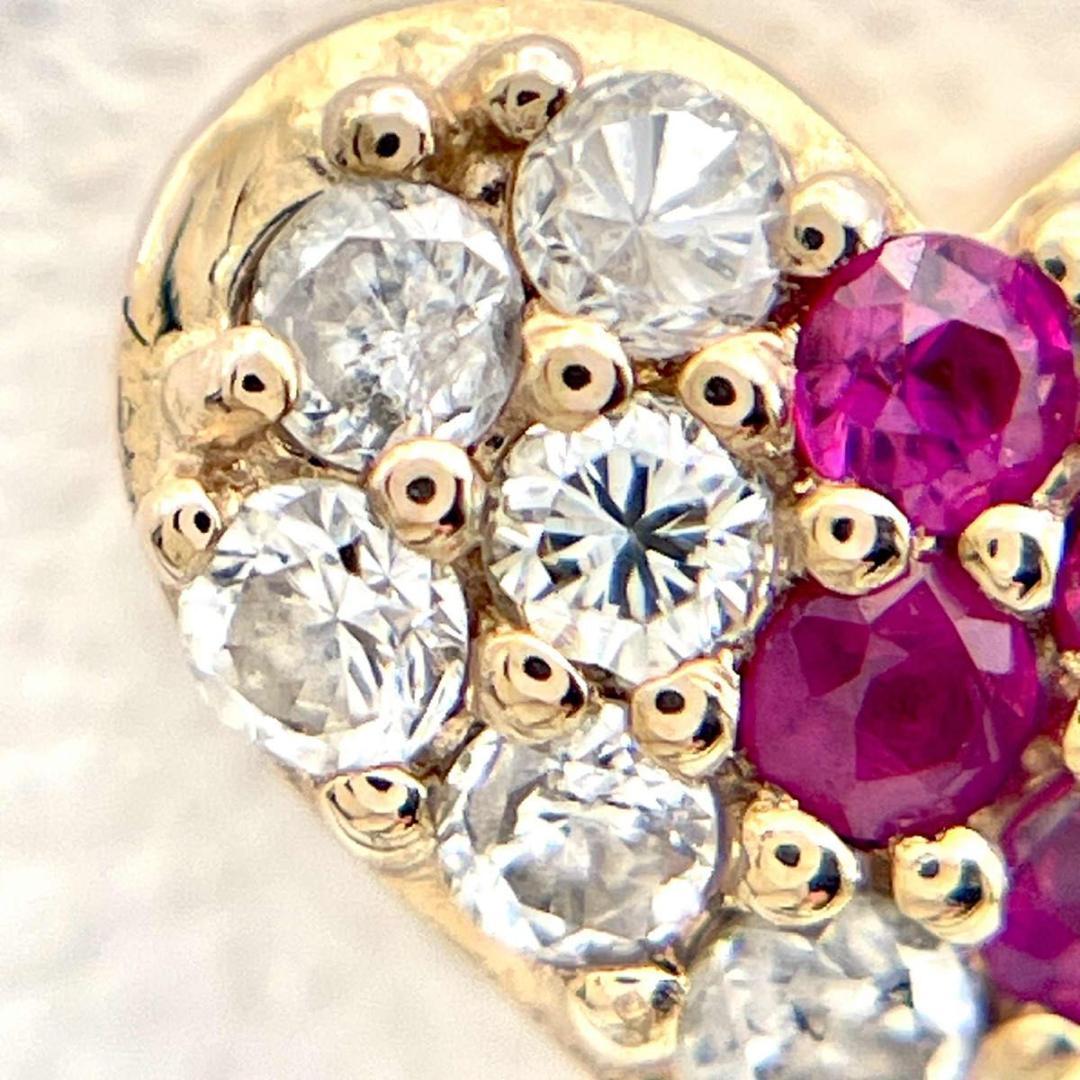 片耳のみ 新品仕上げ済 K18 ルビー ダイヤモンド ピアス ハート ゴールド