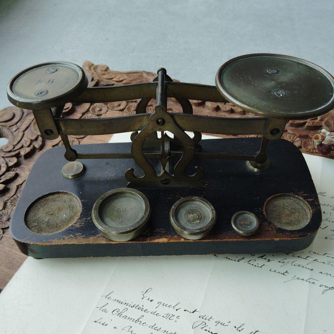 フランス蚤の市　レタースケール　オモリ3個セット　NB　アンティーク