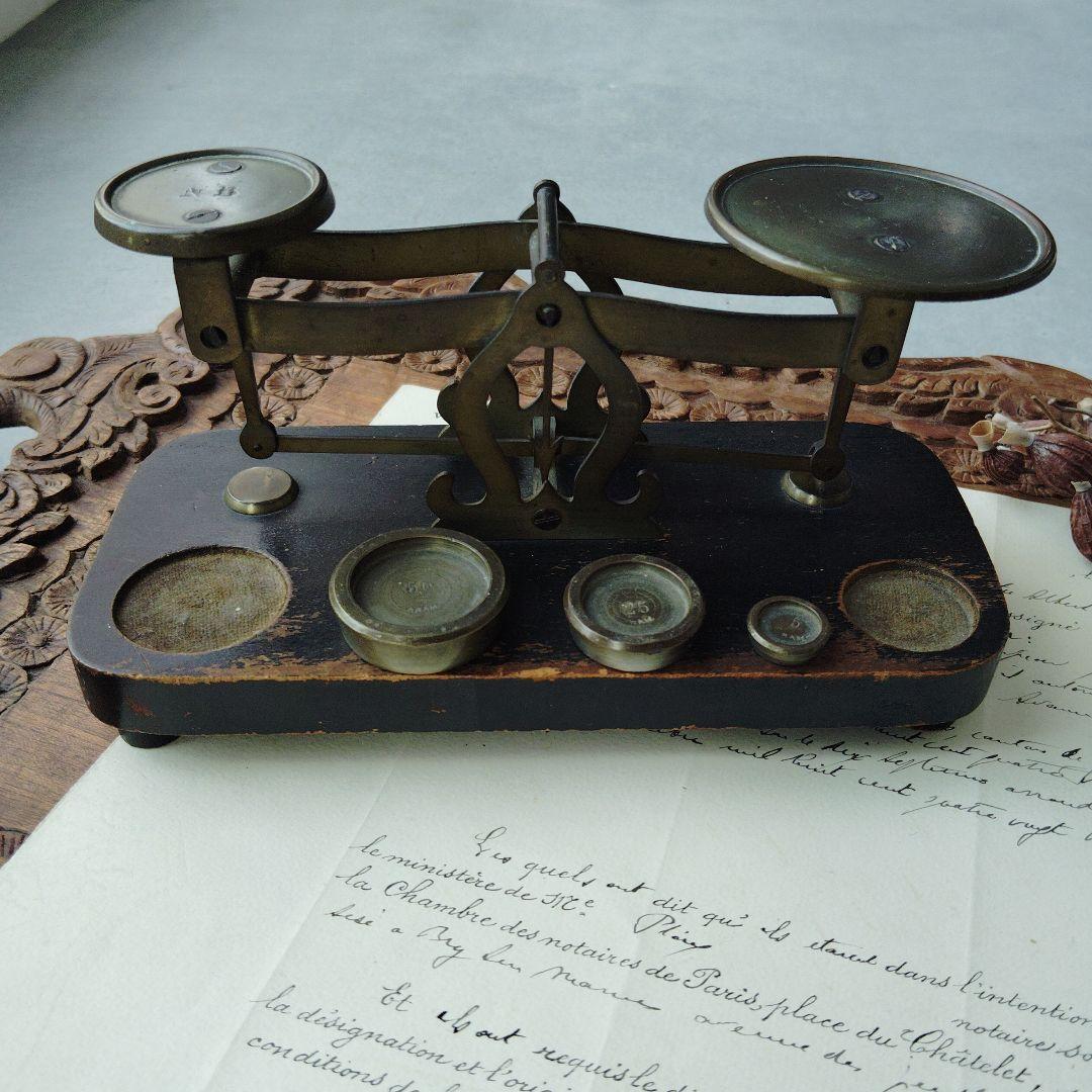 フランス蚤の市　レタースケール　オモリ3個セット　NB　アンティーク