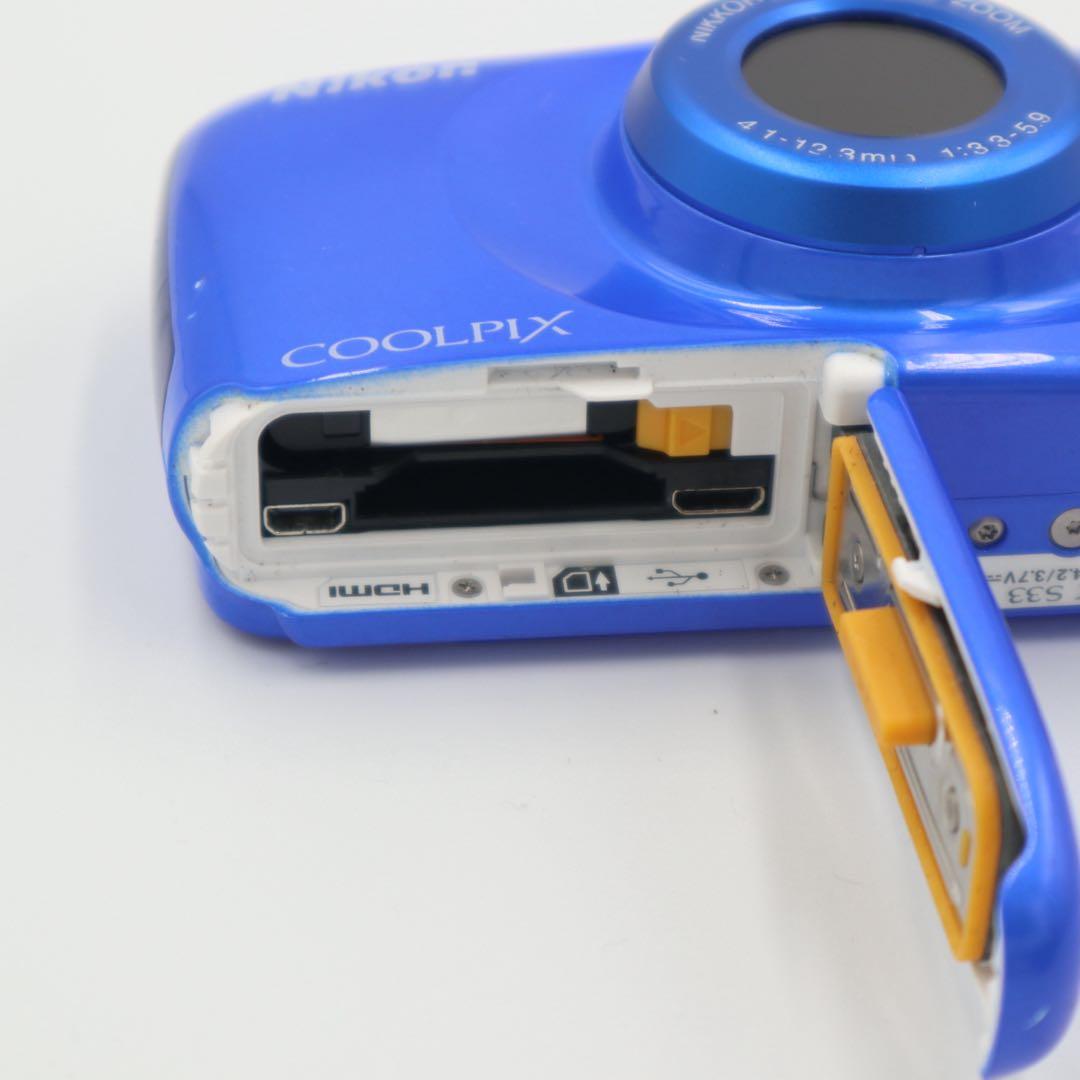 【レトロ撮影】 NIKON COOLPIX　S33　コンデジ　ブルー 動作確認済