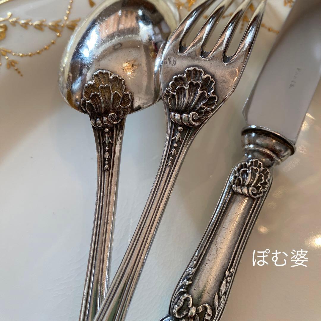 【ピュイフォルカ】純銀 スターリング／ディナー用３本セット ５組／ポンパドール