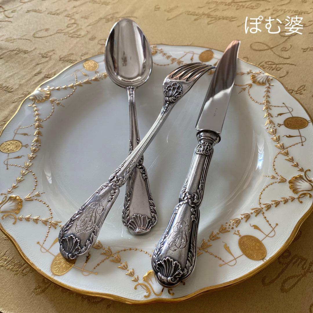 【ピュイフォルカ】純銀 スターリング／ディナー用３本セット ５組／ポンパドール