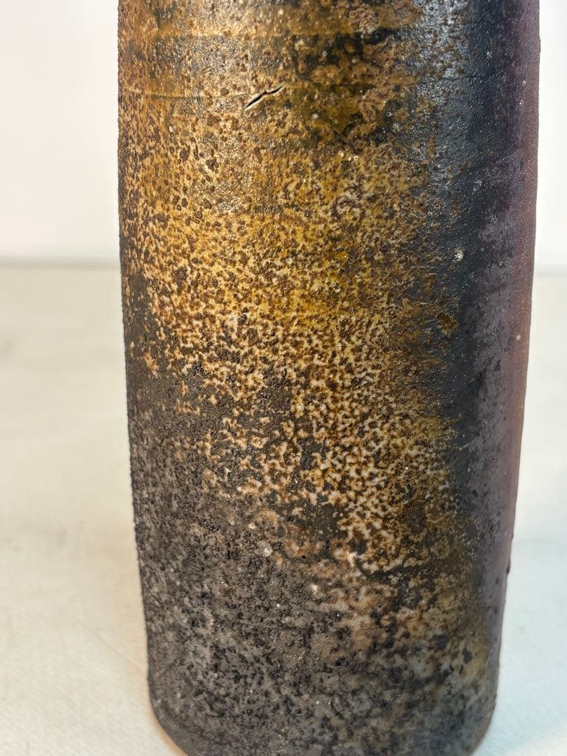 人間国宝 藤原啓 備前焼 窯変耳付き花入