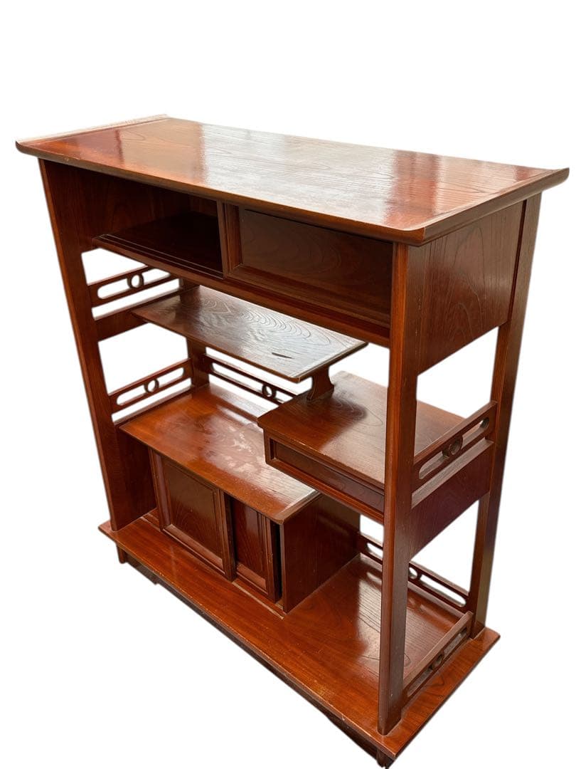 茶箪笥/リビングボード/違い棚 シェルフ 収納 工芸品 和製家具 レトロ