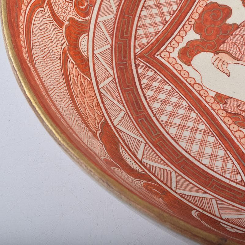 九谷焼　古九谷　八郎手　赤絵金彩　人物文　大鉢　時代箱付　D　R9433B