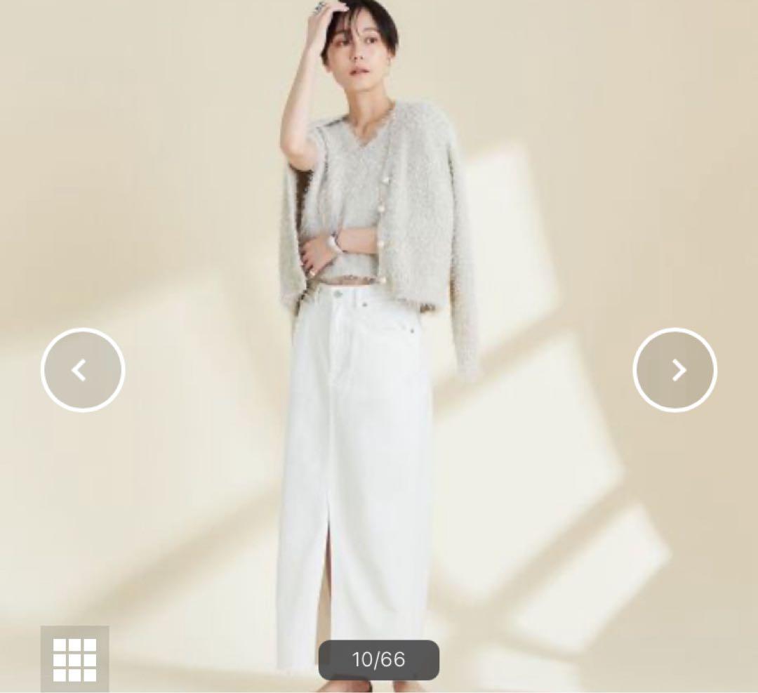 新品同様NOLLEY'Sノーリーズ2024SSラメVネックフリンジカーディガン