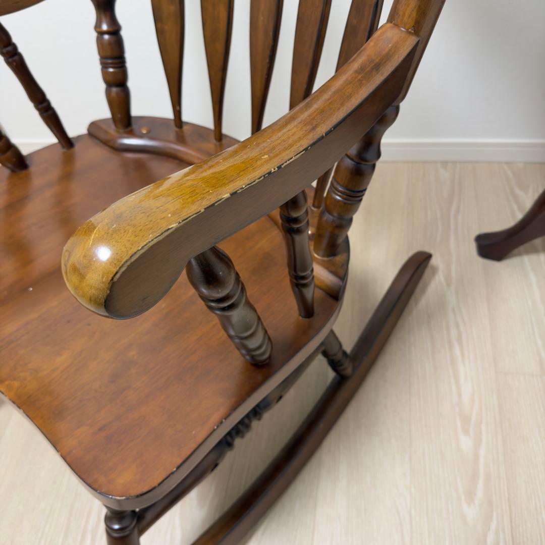 不二貿易 木製ロッキングチェア バリー 肘掛け付 彫刻 1脚