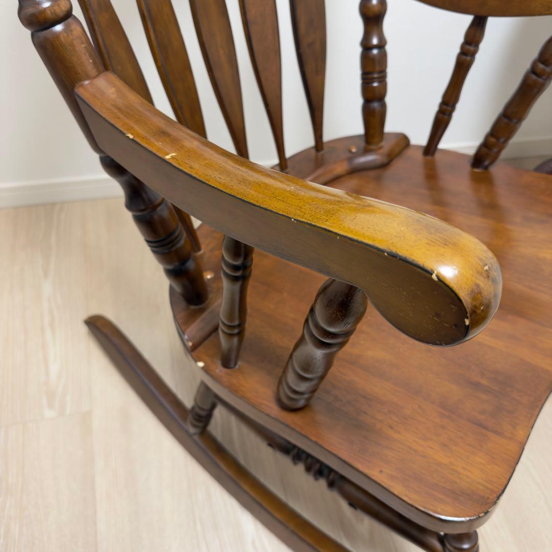 不二貿易 木製ロッキングチェア バリー 肘掛け付 彫刻 1脚