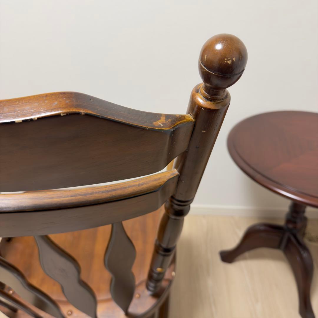 不二貿易 木製ロッキングチェア バリー 肘掛け付 彫刻 1脚