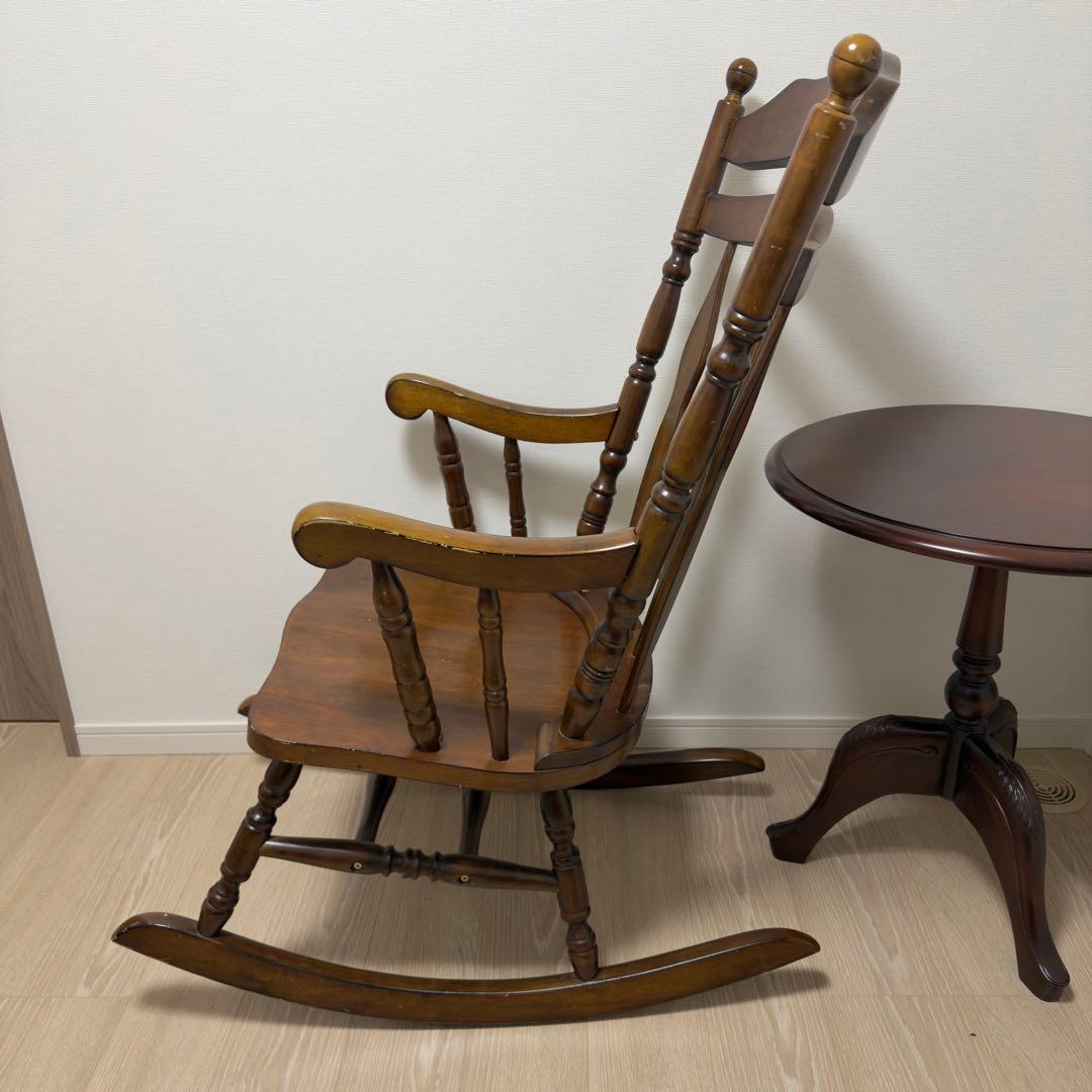 不二貿易 木製ロッキングチェア バリー 肘掛け付 彫刻 1脚
