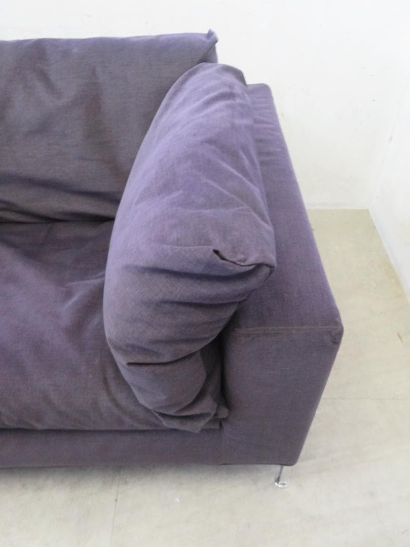 美品■カッシーナ■BOX2人掛けワイドソファ■名作■フェザー■ナス紺■69.6万