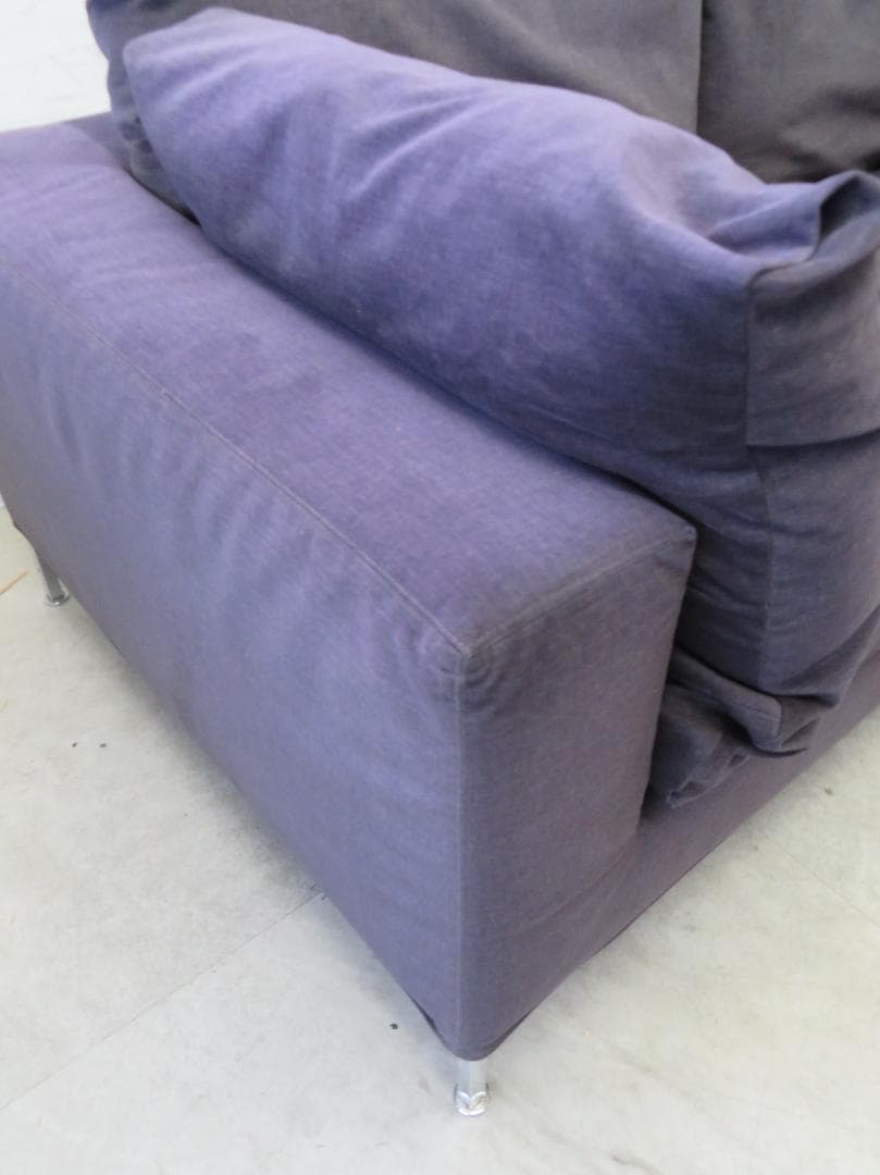 美品■カッシーナ■BOX2人掛けワイドソファ■名作■フェザー■ナス紺■69.6万