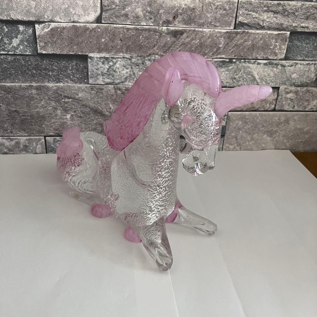 レトロ　ガラス置物　硝子細工　馬　ユニコーン　ベネチアングラス？　ムラーノ？