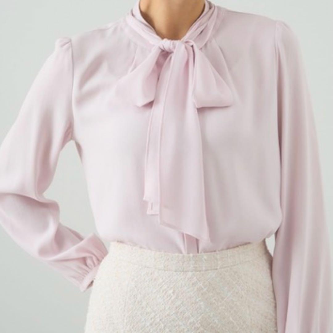 ANAYI 2023 バックサテン ボウタイブラウス 38 ピンク 2WAY