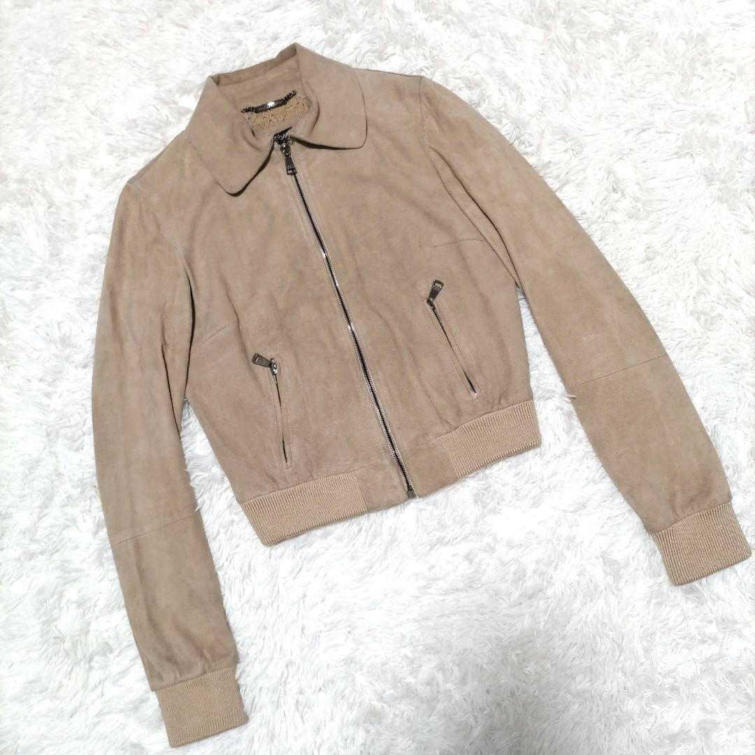 希少 DOLCE＆GABBANA定価30万羊革レザージャケットシルク混36S