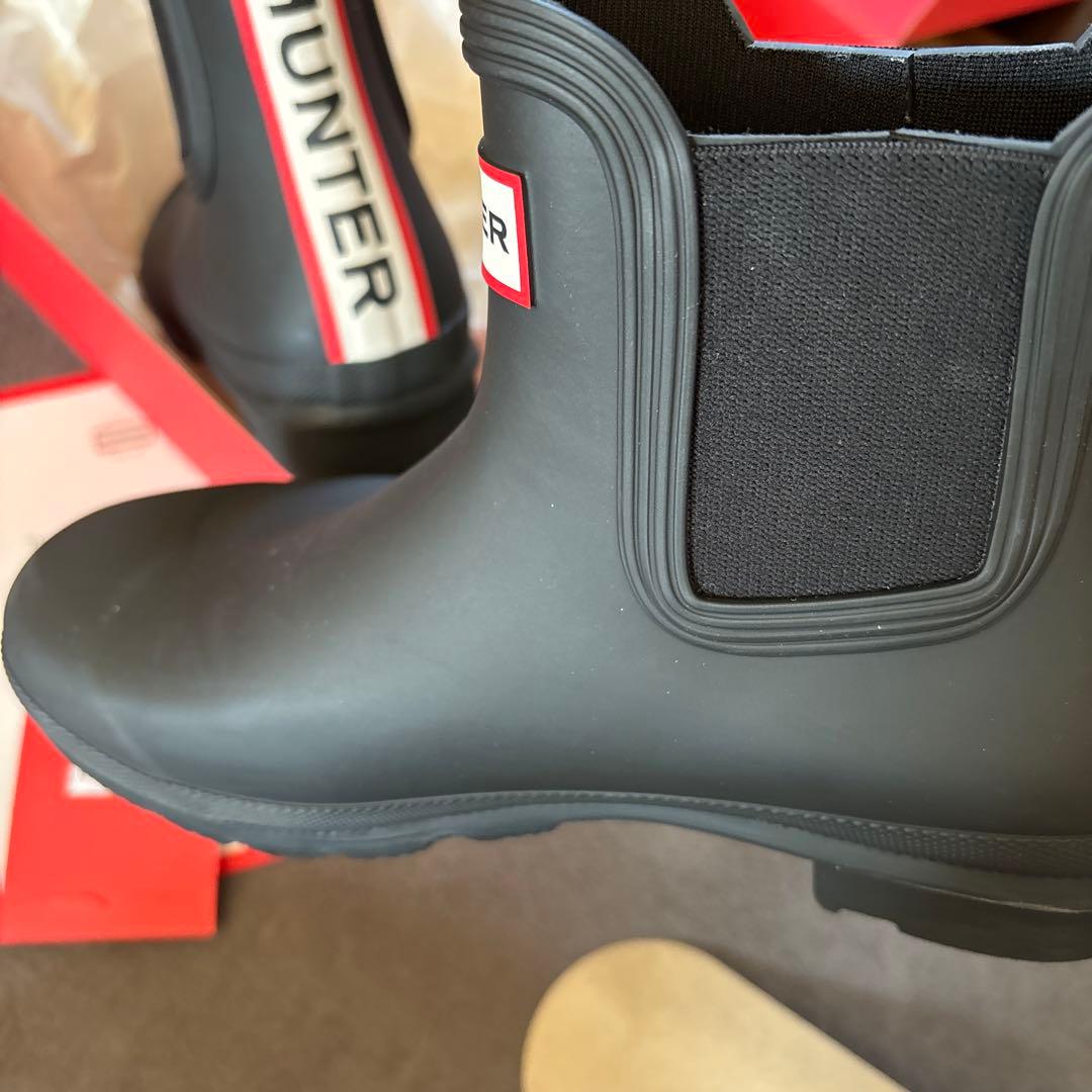 ゆ*ぺ様 ハンター トリ カラー ロゴ バックストラップ ブーツ