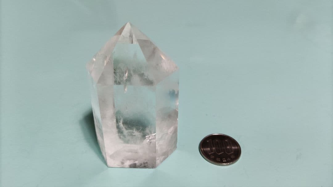 パワーストーン　天然石　エンジェルラダー入り水晶　ポイント　163g　No107