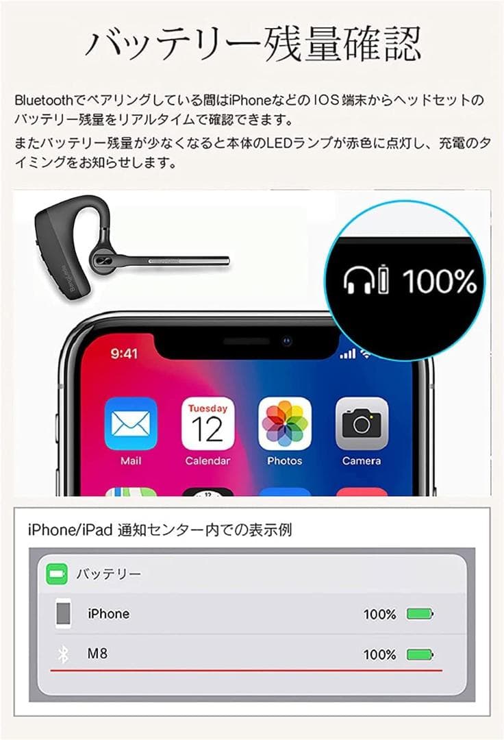Bluetooth5.0 ヘッドセット イヤホン
