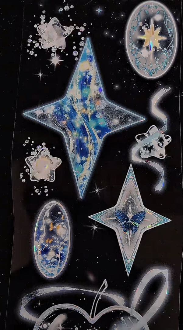 【9460】海外　マステ　3/5/巻　貝殻光マスキングテープ　惑星　青　装飾系