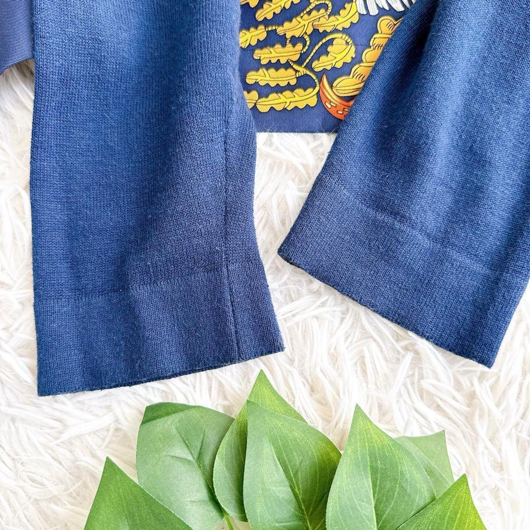 オールド エルメス ニット　切替　異素材　シャツ　ブラウス　シルク　カシミヤ　M