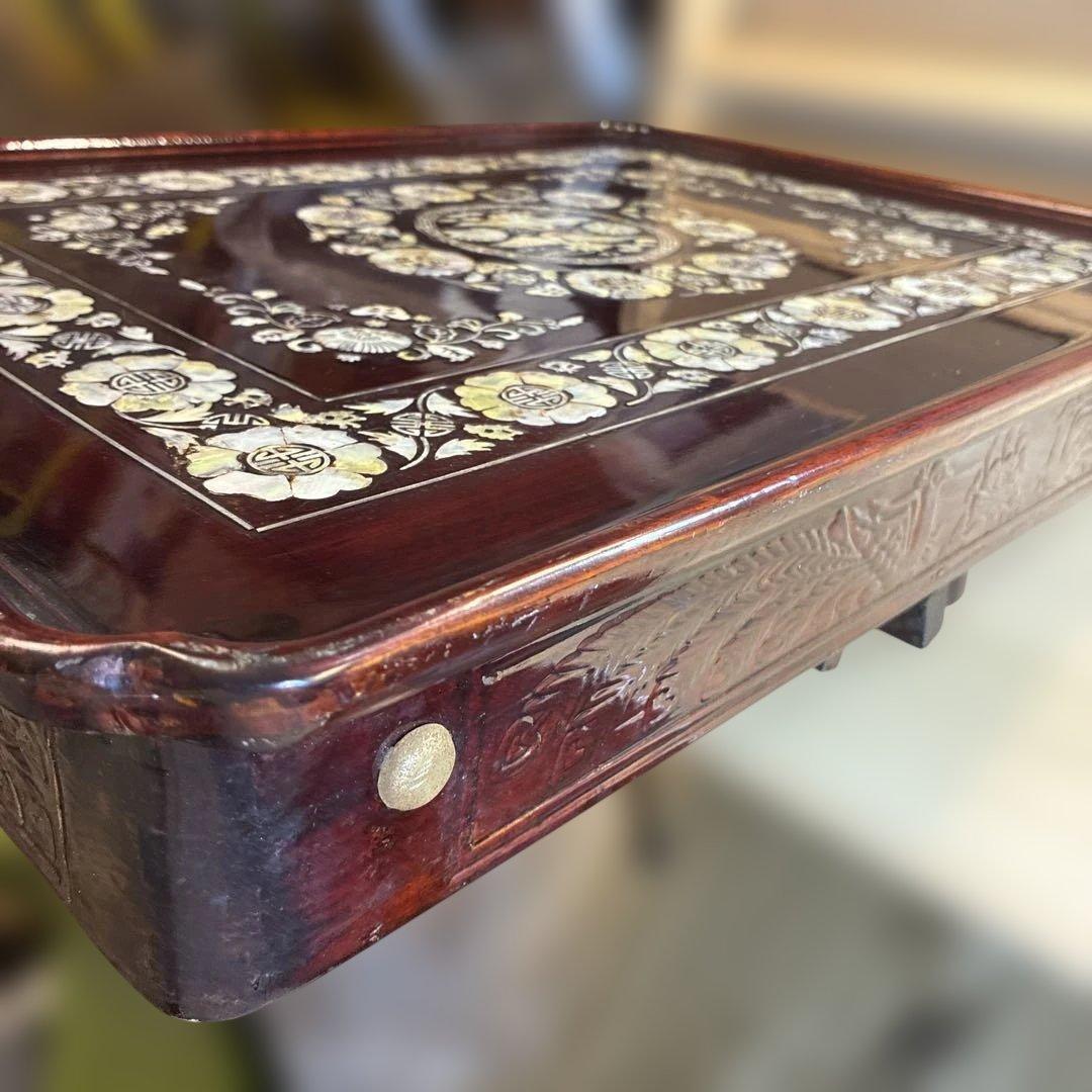 希少　折り畳み式 螺鈿細工 ローテーブル 和家具 伝統工芸　送料込