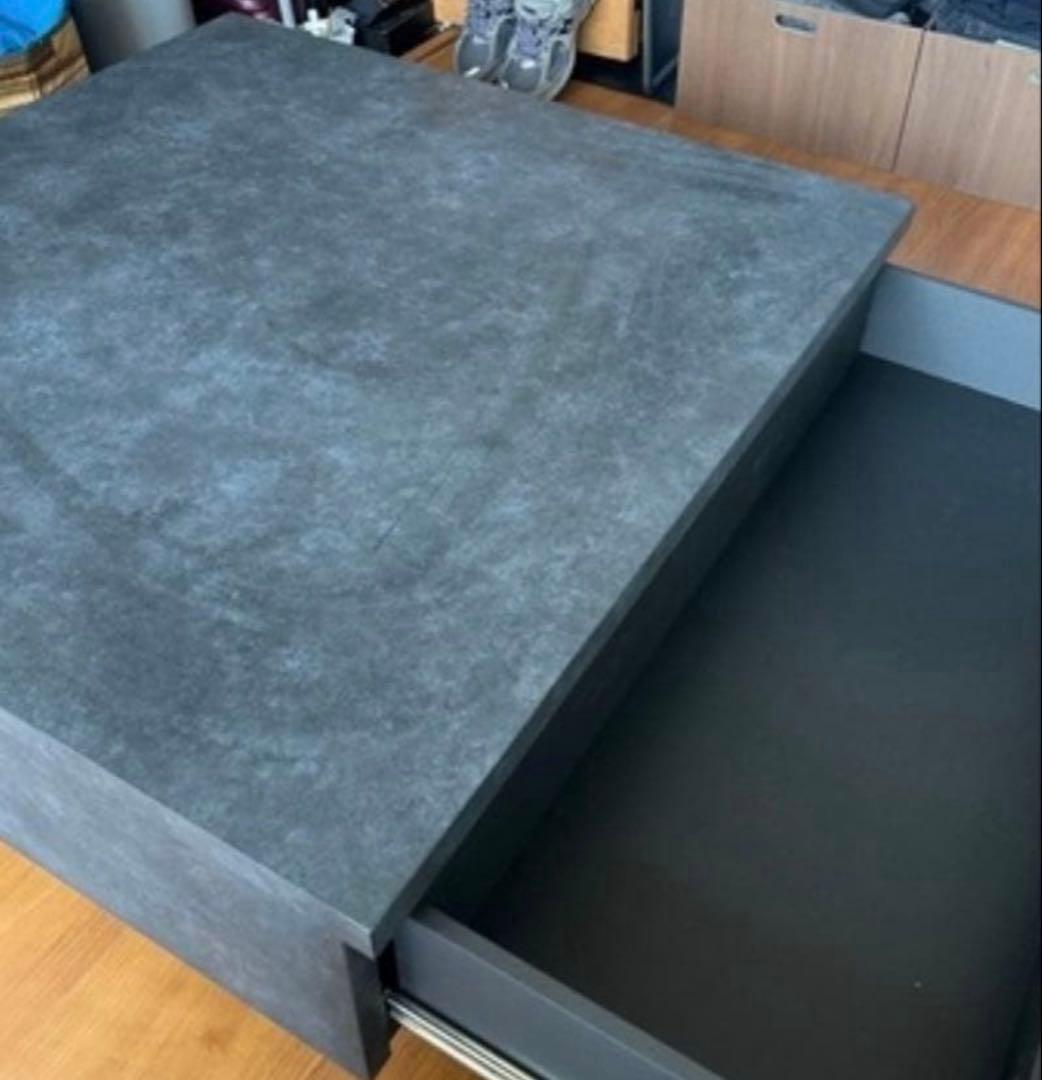 【美品】ロウヤ　ローテブル　モルタルブラック 90×90