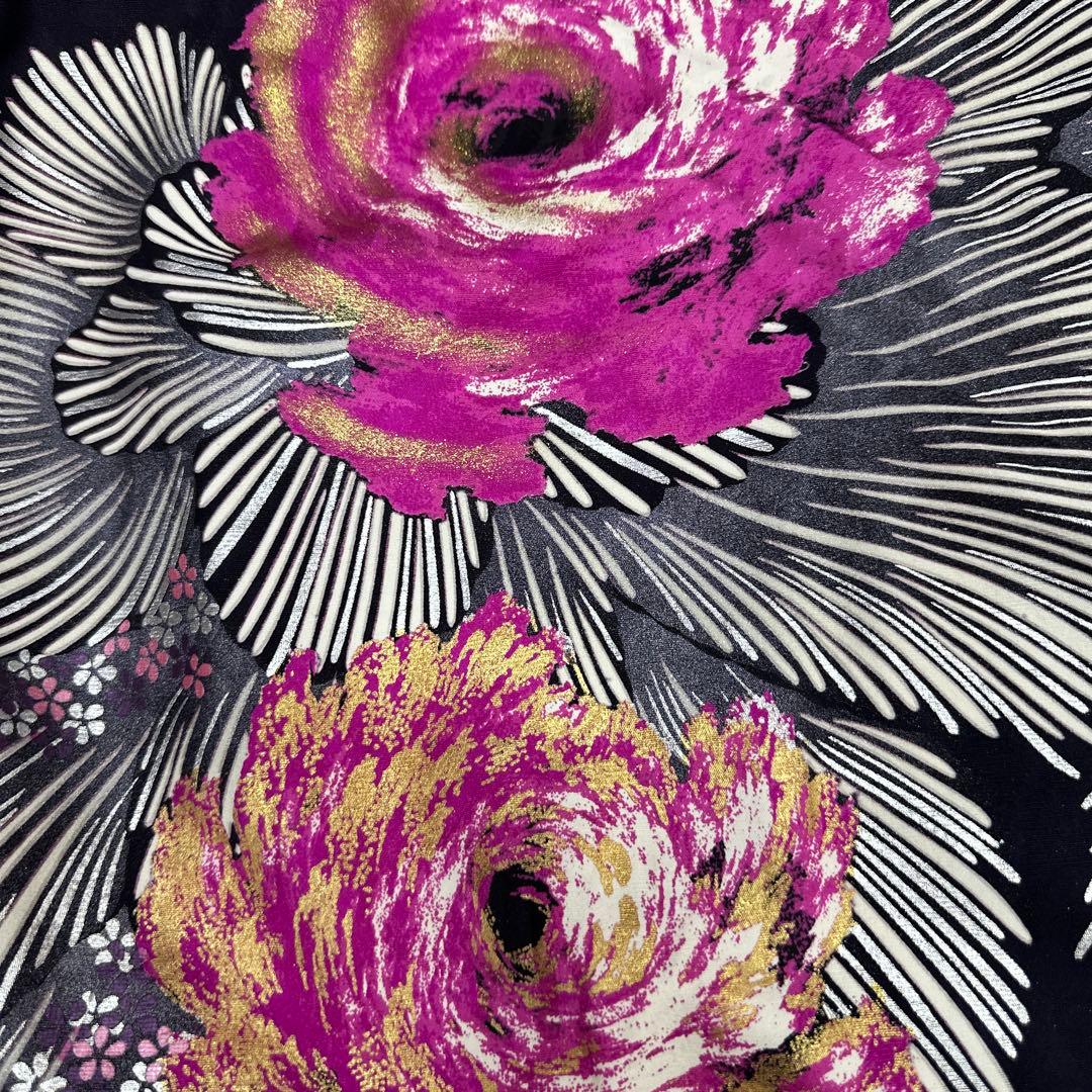 桂由美 ラインストーン キラキラ 薔薇 訪問着 濃紫地