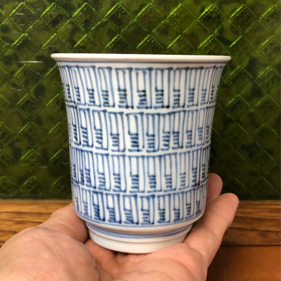 古伊万里　全面暦紋　江戸後期　染付　骨董品　大猪口　猪口　鉢　覗き