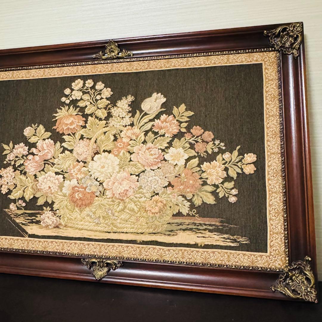 アンティーク額縁　ゴブラン織り タペストリー イタリア製 絵画 132x85