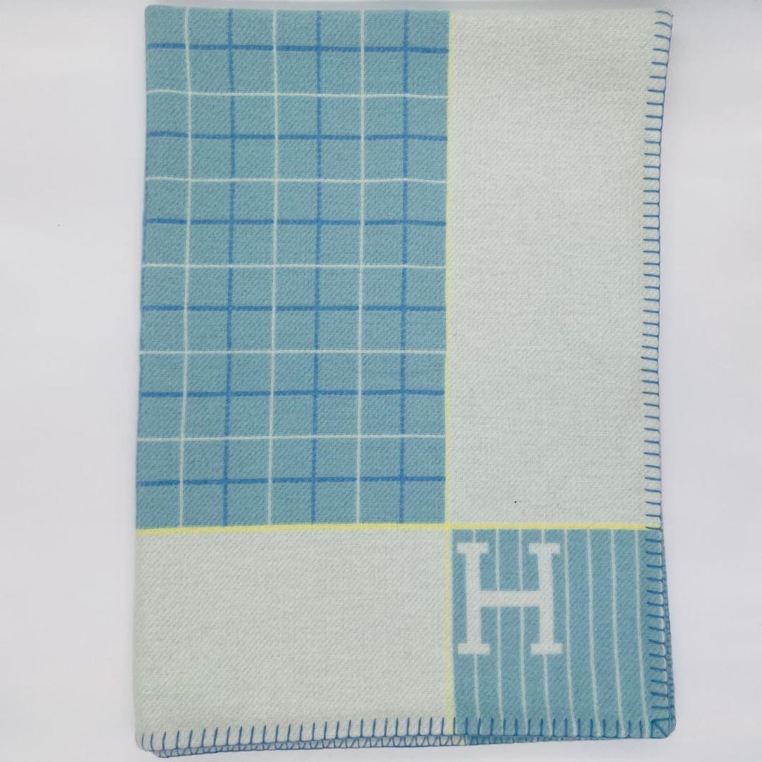 HERMES エルメス アヴァロン ブランケット ブルー カシミア　ウール