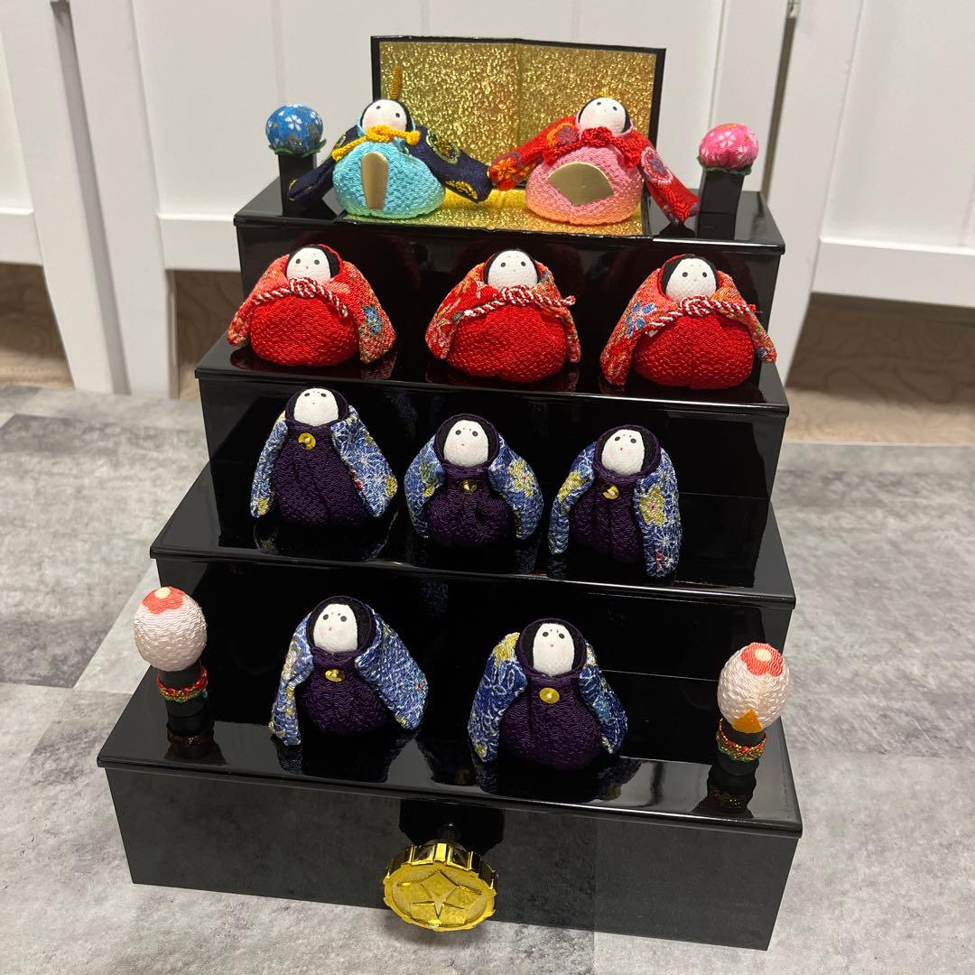 ちりめん細工 お手玉 雛人形 4段 オルゴール付き