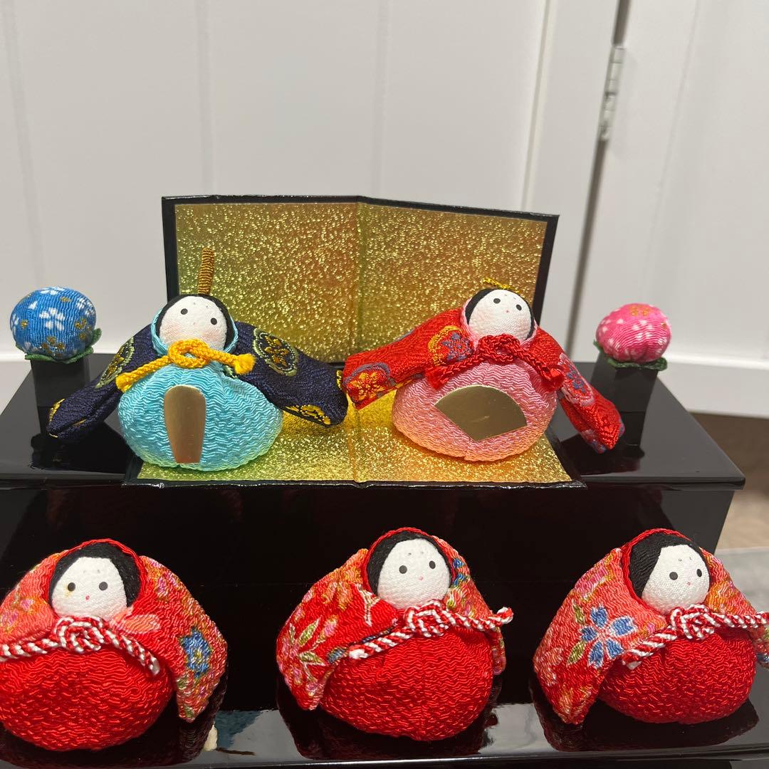 ちりめん細工 お手玉 雛人形 4段 オルゴール付き
