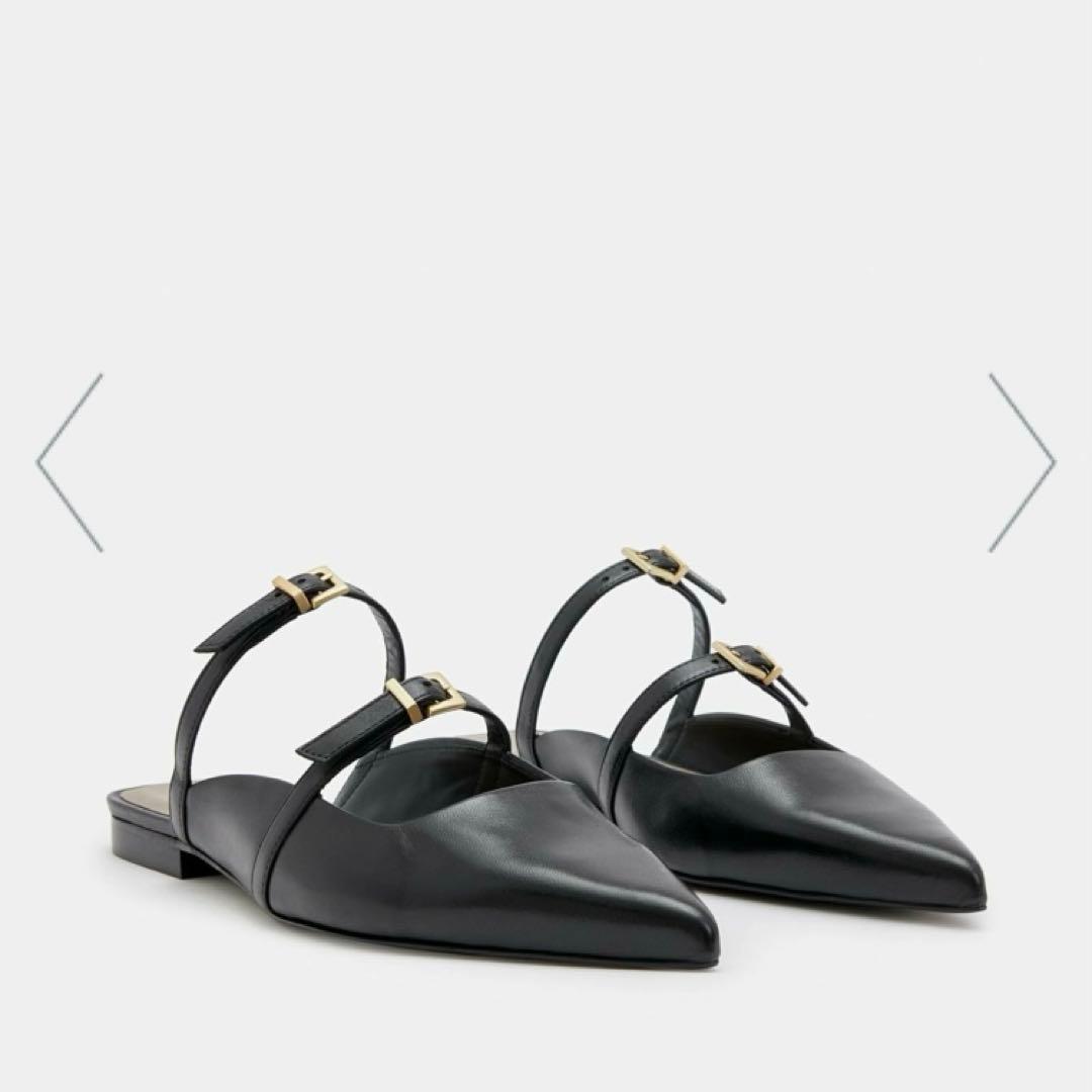 新品未使用【ALL SAINTS】ベルトフラットパンプス ブラック 38
