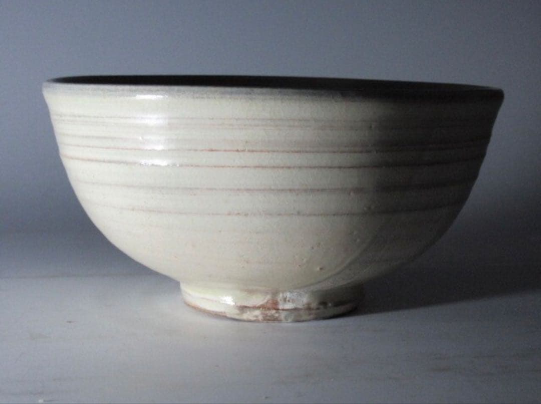 松井康成　粉引茶碗 素朴で透明感のある名碗！7138