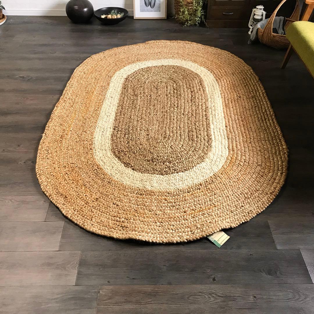 139x204cm ラグ ラグマット 麻 ジュート 夏用 天然素材 アジアン