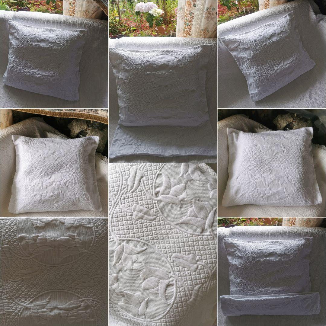 ヴィンテージ ピケドプロヴァンス チューリップ 百合風 花織肉厚クッションカバー