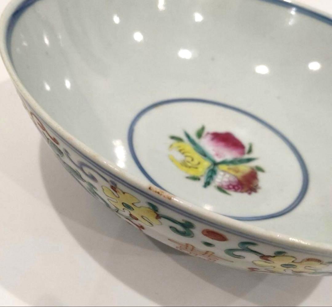 清時代 骨董品 粉彩 茶碗 南京色絵花卉文鉢唐物 古染付 煎茶碗