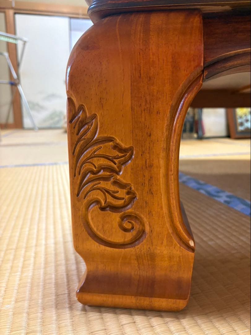 座卓 ローテーブル センターテーブル 木製 彫刻 和室