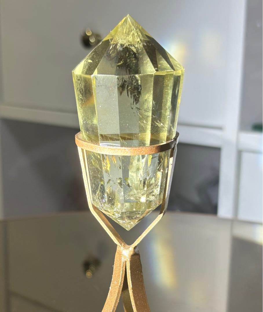 レア　高品質　シトリン　BIGサイズ　12面体　ヴォーゲルワンド　スタンド付き