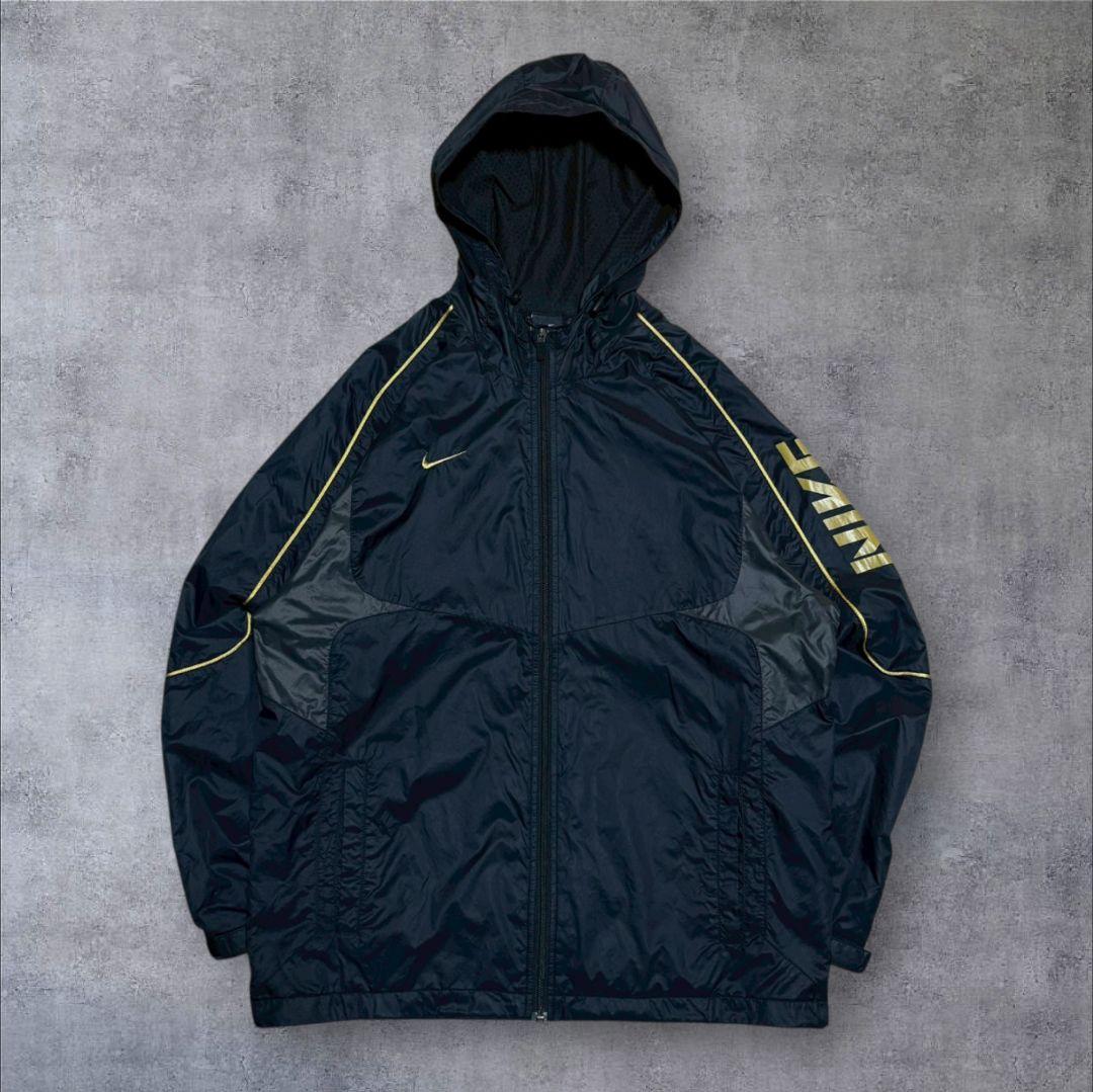 00s NIKE ナイキ セットアップ 大きいサイズ ナイロン 金刺繍 黒 XL